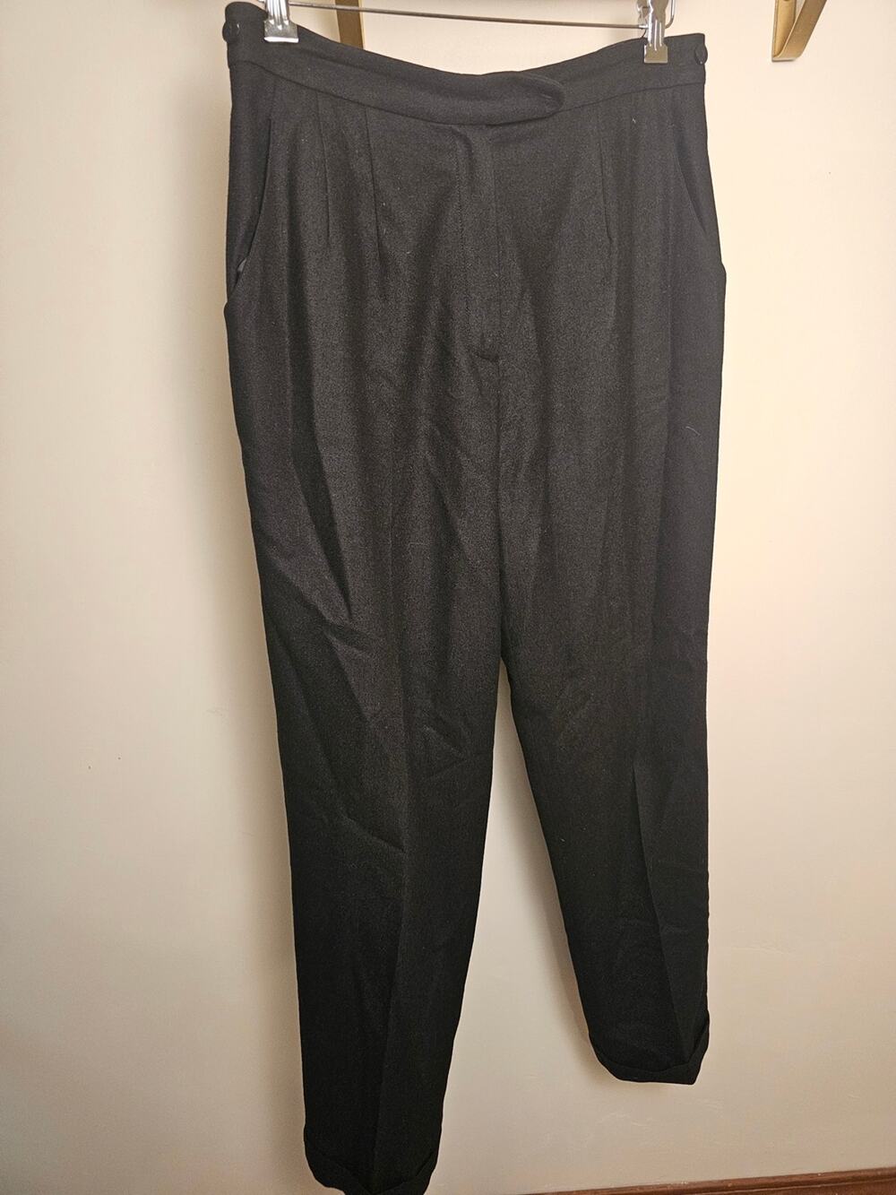 Vintage Harve Benard Wool Black Pleated Women's Trousers